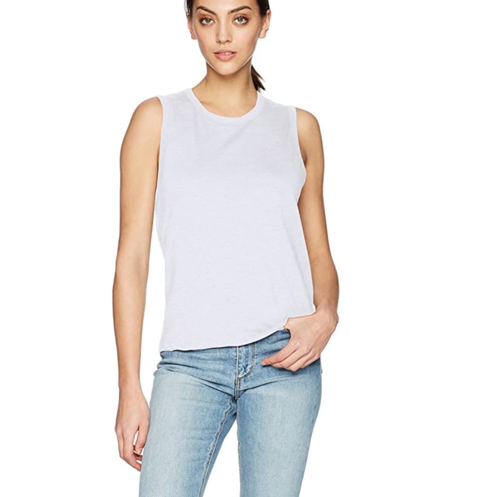 Joes Jeans Womens Luna Muscle Tank Top XS White Keyhole Back Sleeveless